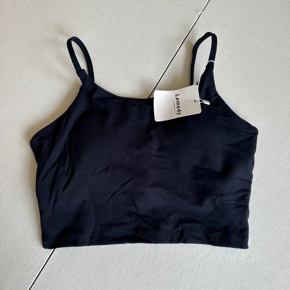 Lemedy Amazon Navy Blue Cropped Tank Top w/ Built in Bra OS NWT - Picture 1 of 3